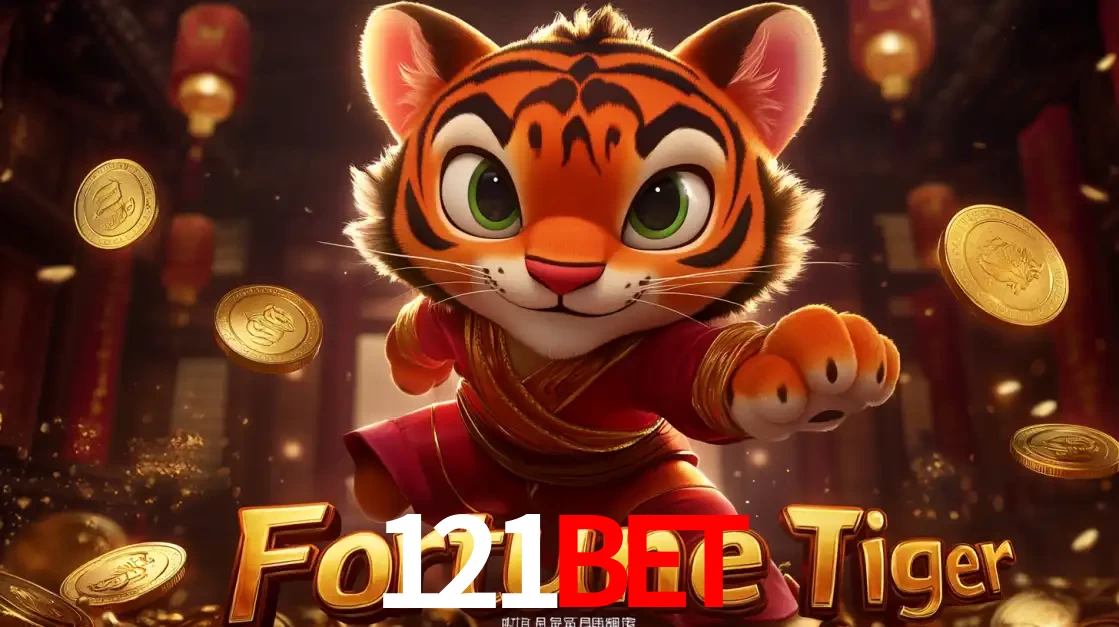 O carismático mascote do jogo de slot Fortune Tiger, um tigre fofo em pose de artes marciais, pronto para trazer sorte e multiplicadores de ganhos no cassino online 121bet.