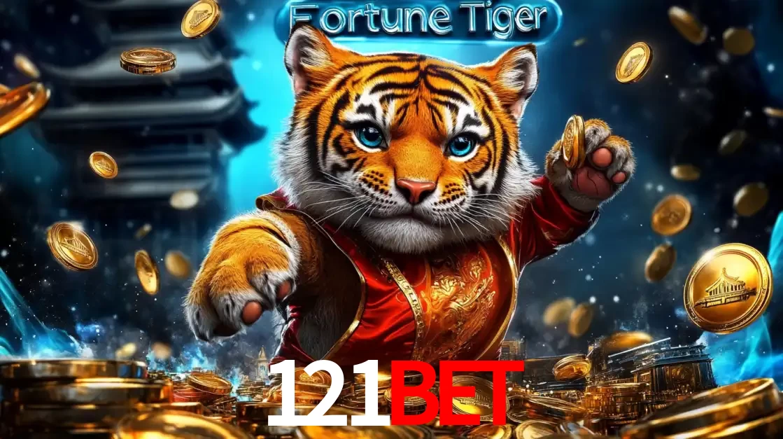 Imagem promocional do jogo de slot Fortune Tiger, com um tigre majestoso em traje tradicional cercado por uma fortuna em moedas de ouro, disponível agora no cassino 121bet.